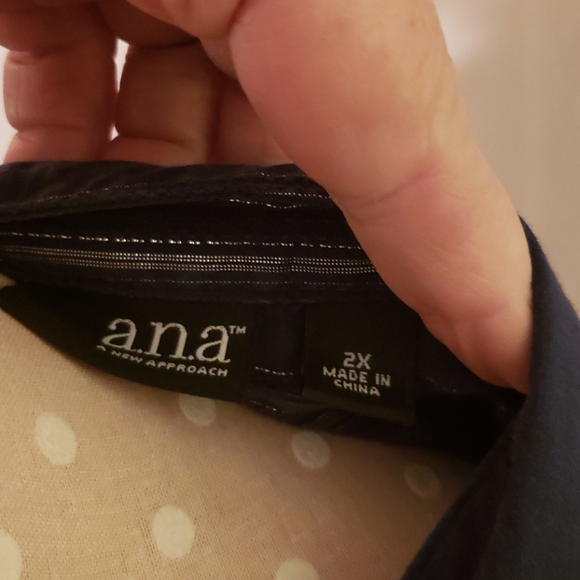"A.n.a" silver stripe navy button down - Picture 3 of 5